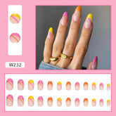 Round Head Multicolor French Nails Warm Tone Sweet Heart Fake Nails Wholesale Export