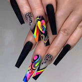 Colorful Music Notes Heart Snake Nail Tips