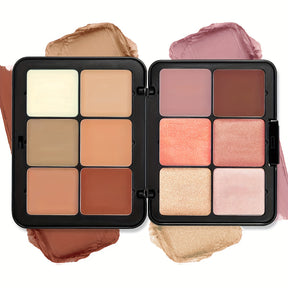 12-Color Metal Compact - Blush, Highlighter, Concealer