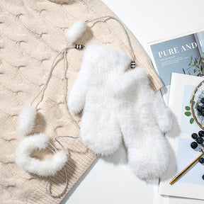 Cute Mink Fur Mittens - Neck-Hanging Winter Gloves