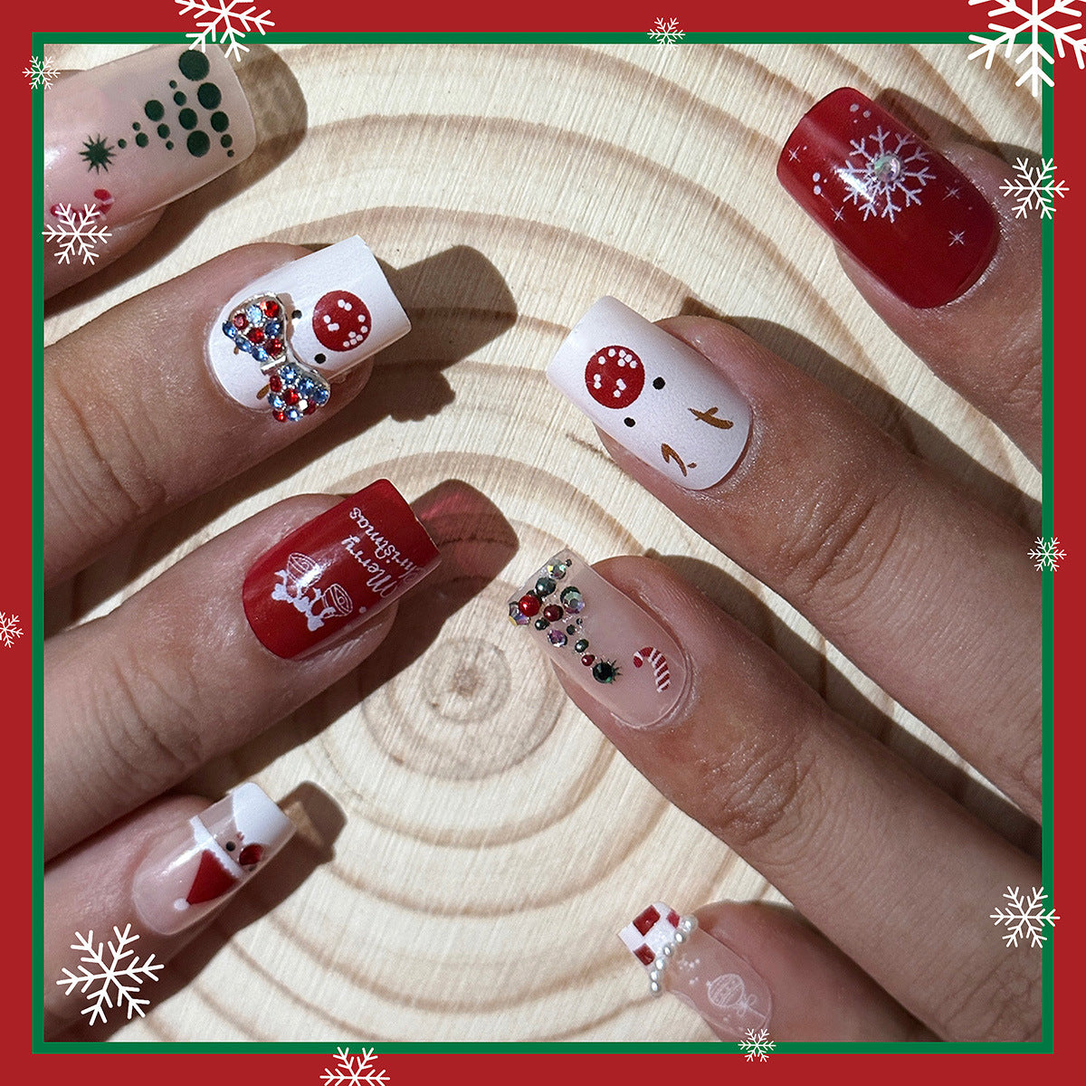 Christmas French Medium Ballet Deer Snowflake Santa Nails