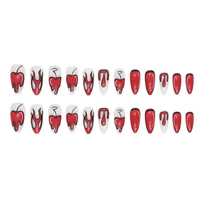 Cartoon Flame Red Nail Stickers with Glitter