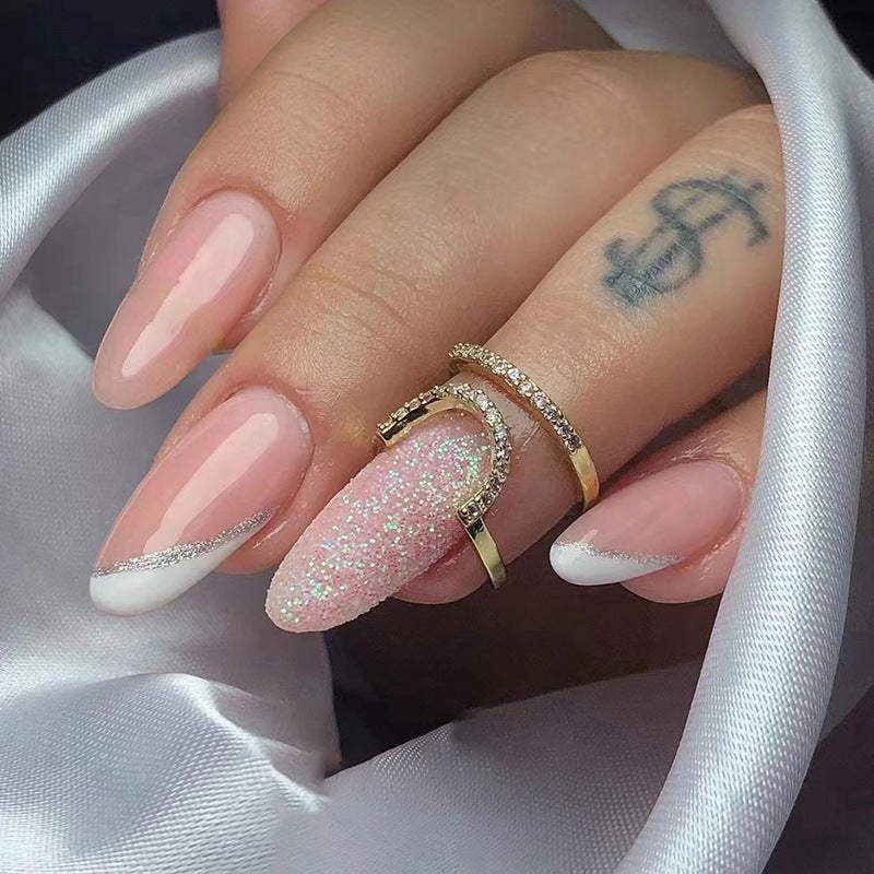 Oval Minimalist Slanted French Nails for Elegance