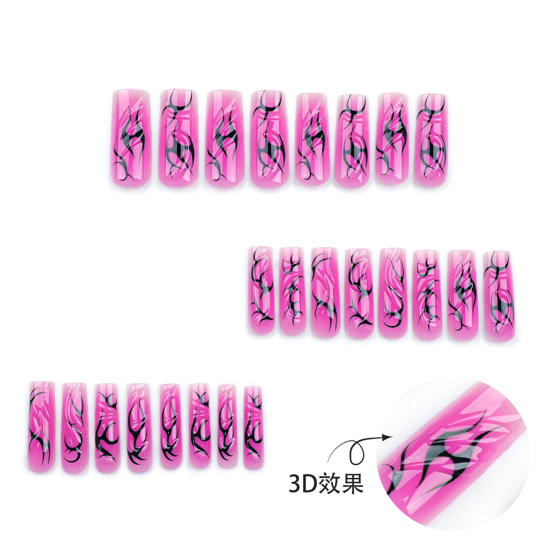 3D Ombre Long Square Nails, Trendy and Stylish