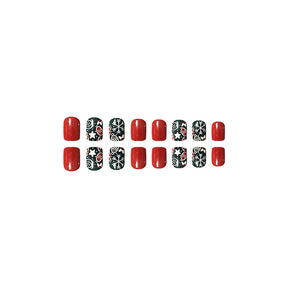 Removable Christmas Light Red Nail Tips