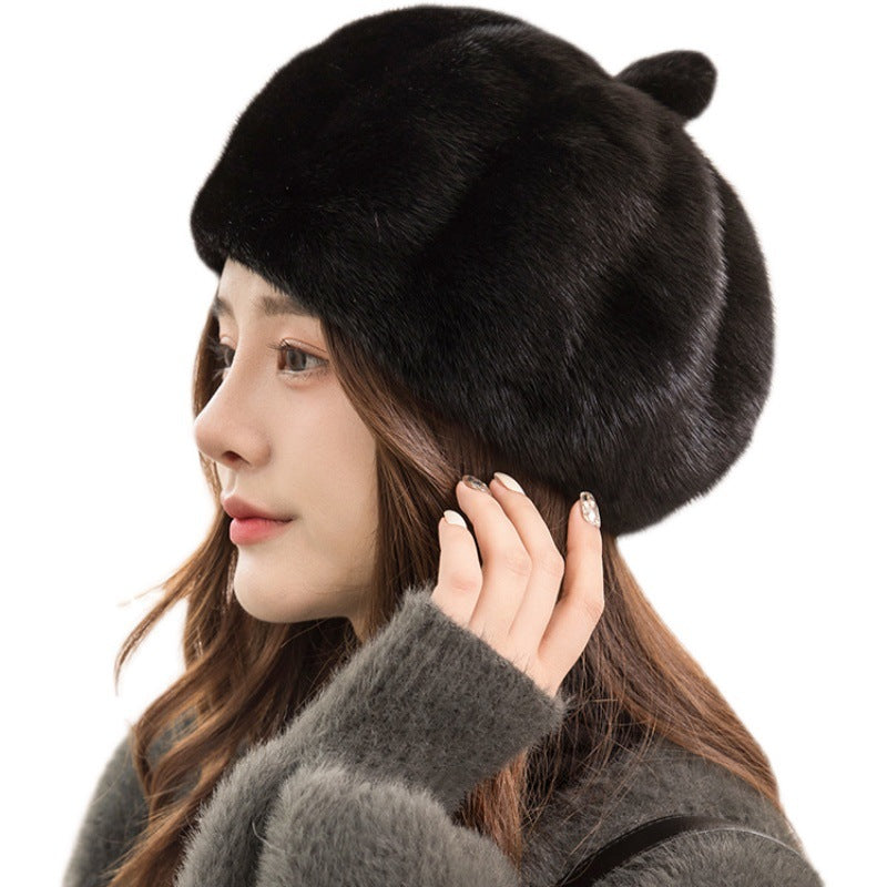 Warm Mink Fur Pumpkin Hat - Stylish Winter Accessory