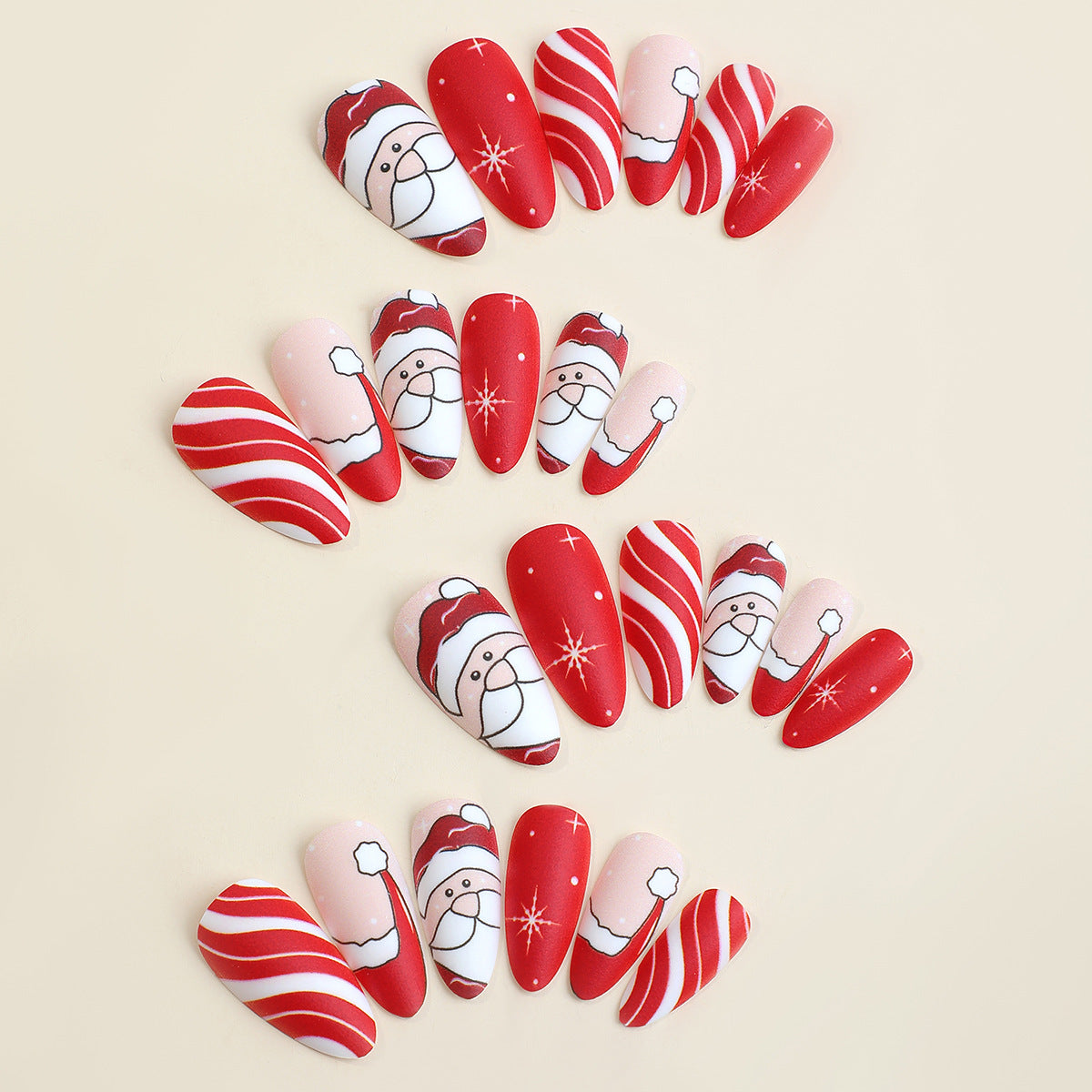 Popular Almond Shape Christmas Colored False Nails