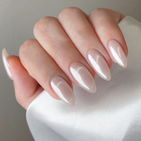 Aurora White Moonlight Almond Nails, Trendy Ins Style