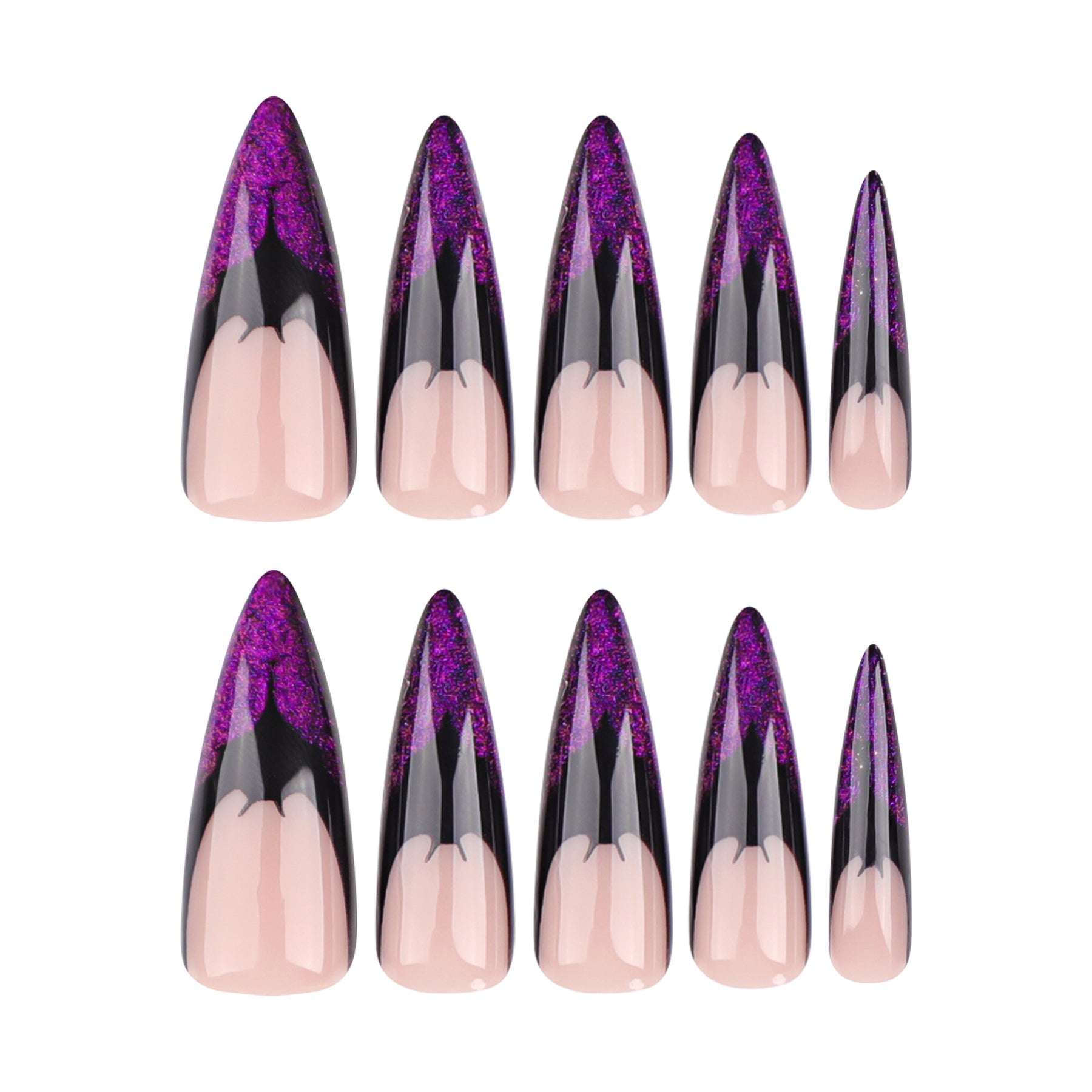 Reusable Purple French Fall Nails for Halloween Bat Theme