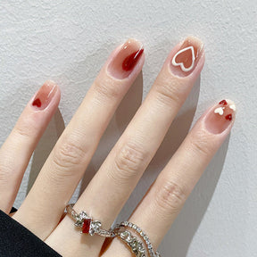 24-Piece Short Square Sweet Heart Nude Nails