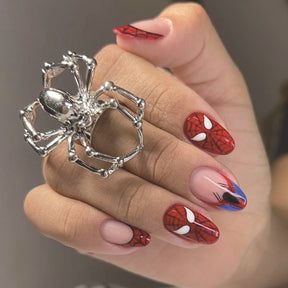 Cute Cartoon Spider French Short Oval Removable Nails