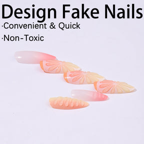 Fruit Themed Almond Shape 3D Drip Resin Nails