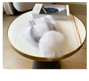 Winter Fox Pom Pom Mink Fur Hat with Ear Protection