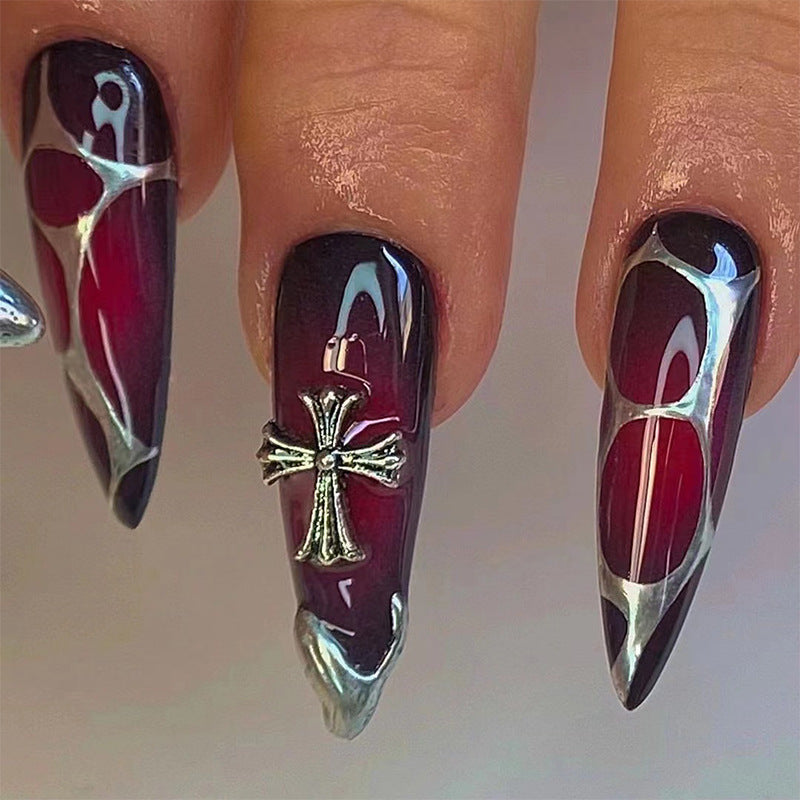 Silver Line Cross Nail Art Tips