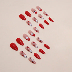 Almond Shape Ladybug and Flower Nails, Cute and INS Style