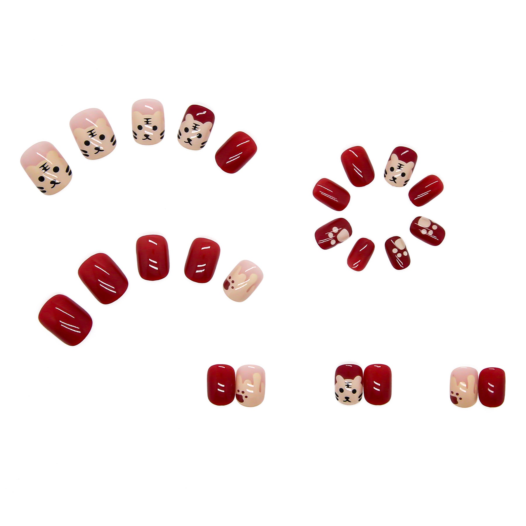 Cute Tiger Red New Year Removable Nail Tips