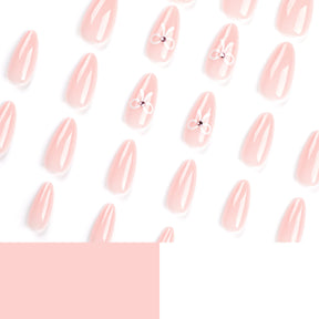 Nude Minimalist White Bow Fall Nails - Removable Nail Tips