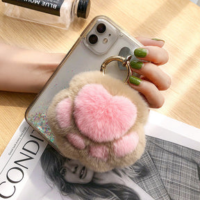 Cute Real Rabbit Fur Kitty Paw Keychain - Charm