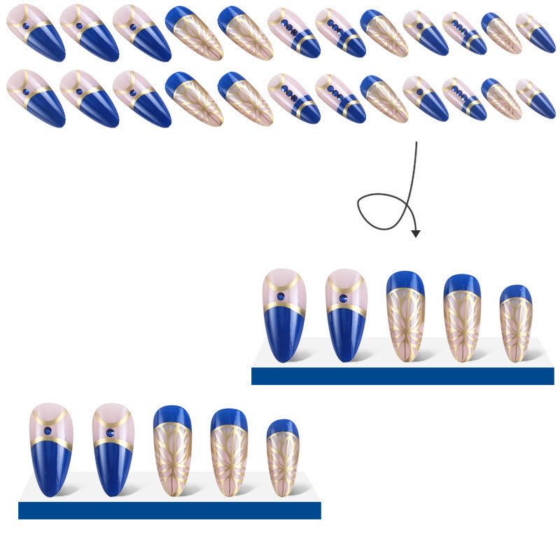 Royal Blue Almond French Tip Nail Tips