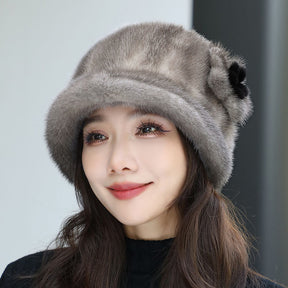 Winter Mink Fur Hat for Elderly Women - Stylish & Warm