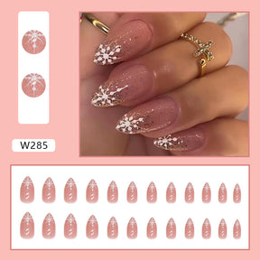 Charming Ins Style Snowflake Nails Shiny French Christmas