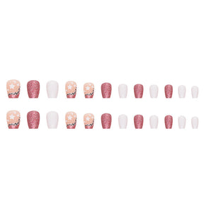 Shimmer Red Pink Short Ballet Nail Stickers