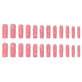 Floral Crystal Metal-Trimmed Long Nail Tips