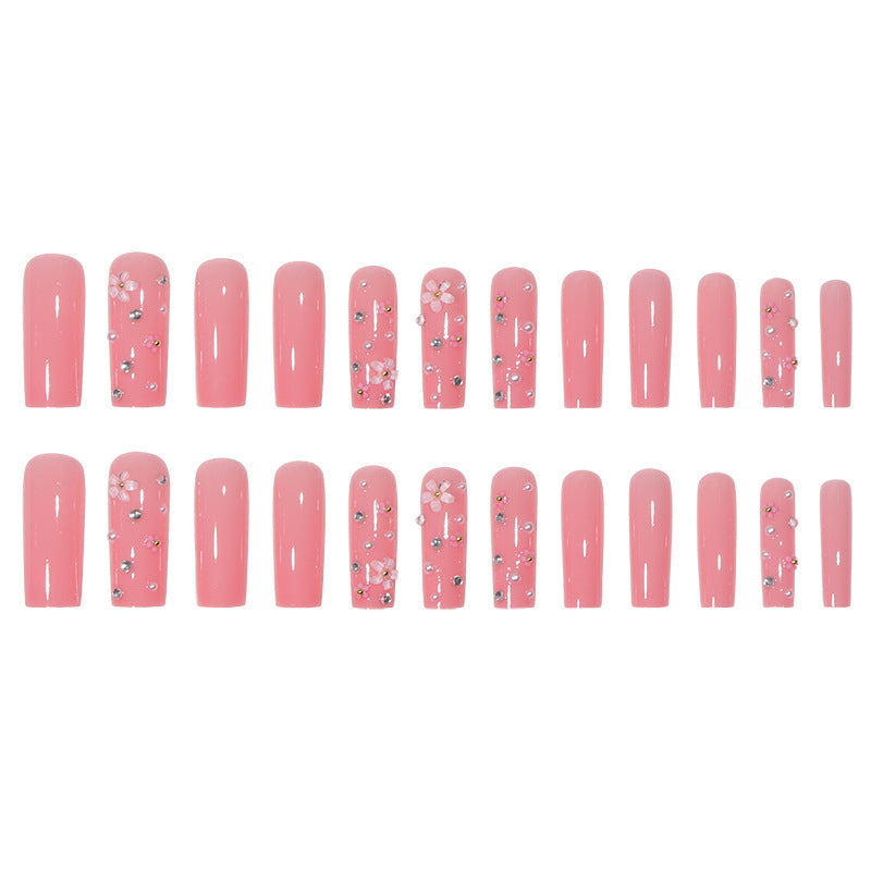 Floral Crystal Metal-Trimmed Long Nail Tips