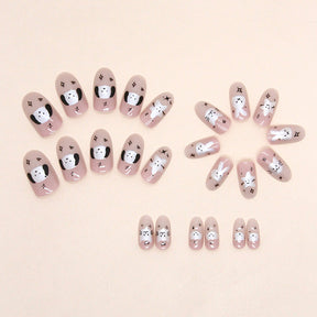 Cute Puppy Aurora Bunny Nails, Fun and Shiny