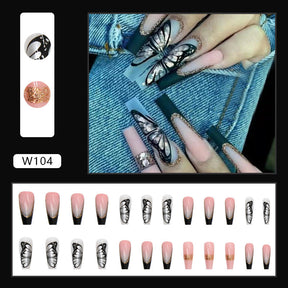 Ballet T-Shape Press-On Fall Nails - European and American Style (24PCS)