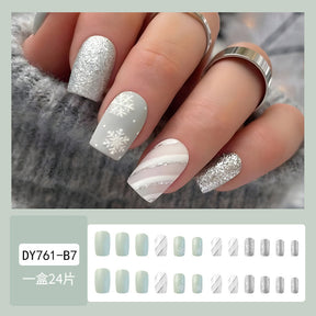 Christmas Plaid Silver Snowflake Nail Wraps