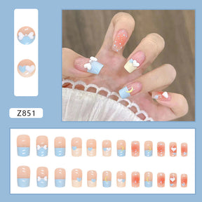 Cute Removable Nails - Polka Dot, Moon, Heart, Butterfly (French)