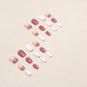 Shimmer Red Pink Short Ballet Nail Stickers