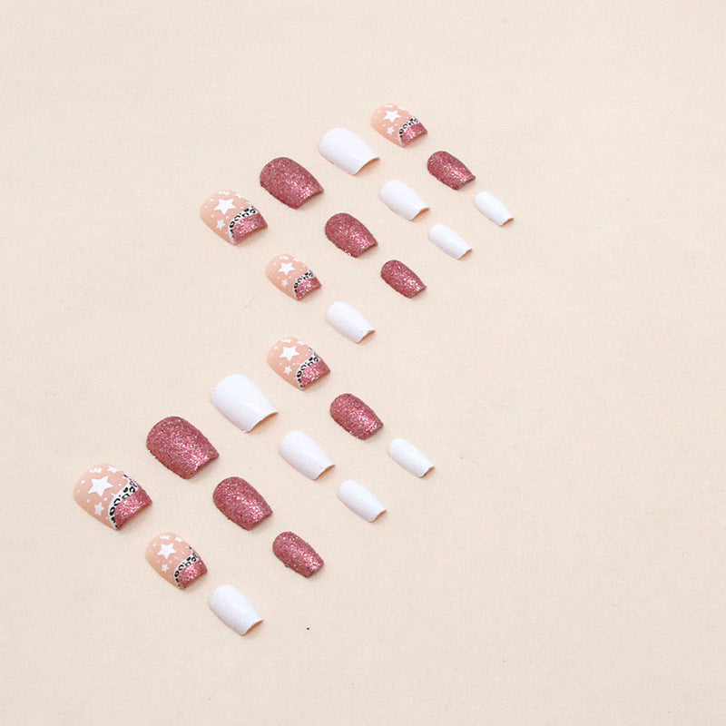 Shimmer Red Pink Short Ballet Nail Stickers