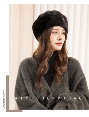 Warm Mink Fur Pumpkin Hat - Stylish Winter Accessory