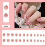 Wholesale Pink Translucent Thin Nails - Pre-made Nail Stickers (24-Piece)