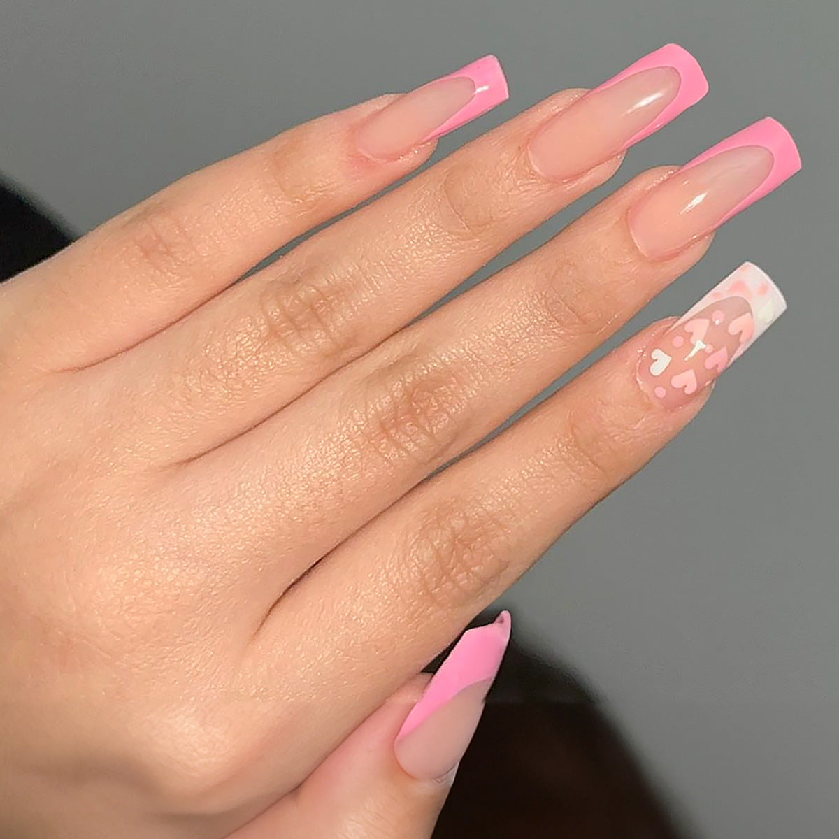 Pink French Tip Detachable Water Pipe Nails