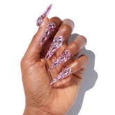 Popular Long Pointed Handmade Full-Diamond Pink Nails