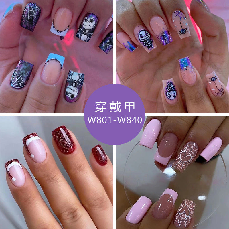 Cute and Cool Halloween/Christmas Fall Nails: 24-Piece Set