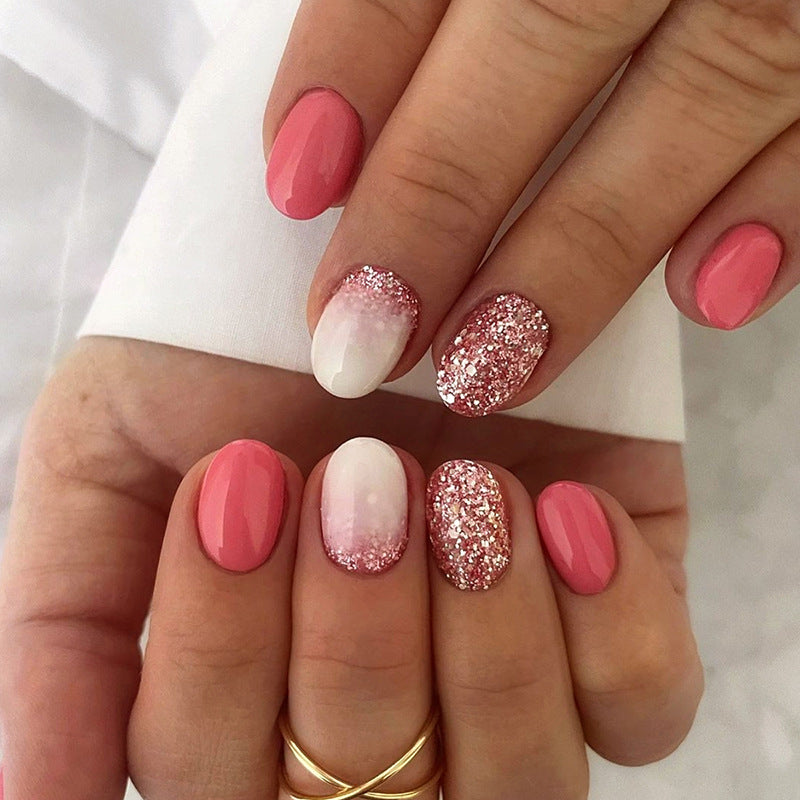 Oval Rose Pink Nails, Ins Style Summer Elegance