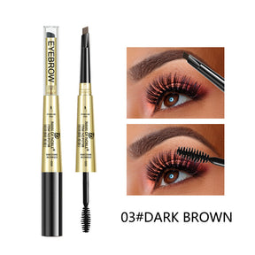 Double-Head Triangular Eyebrow Pencil with Waterproof Mascara