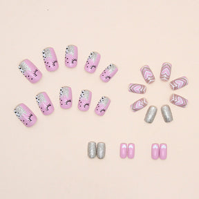 Autumn Winter Flashy Pink Cute Girl Nails Heart Impact Nude Pink Ins Style Fake Nails Wholesale