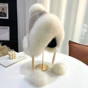 Cute Fox Fur Ear Flap Hat - Winter Warmth