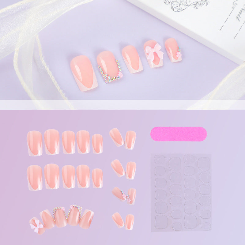 New Square French Tip Bow Nails