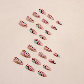 24-Piece Multicolor Matte Almond Nails - Fashionable, Ins Style