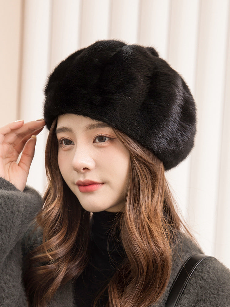 Warm Mink Fur Pumpkin Hat - Stylish Winter Accessory