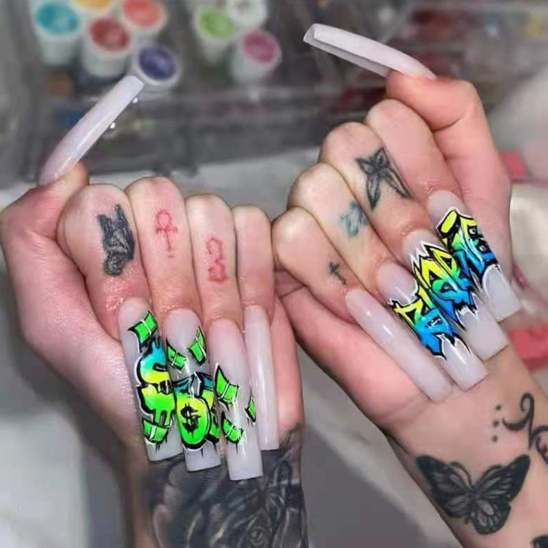 Punk Graffiti Long Press-On Nails - Halloween Special