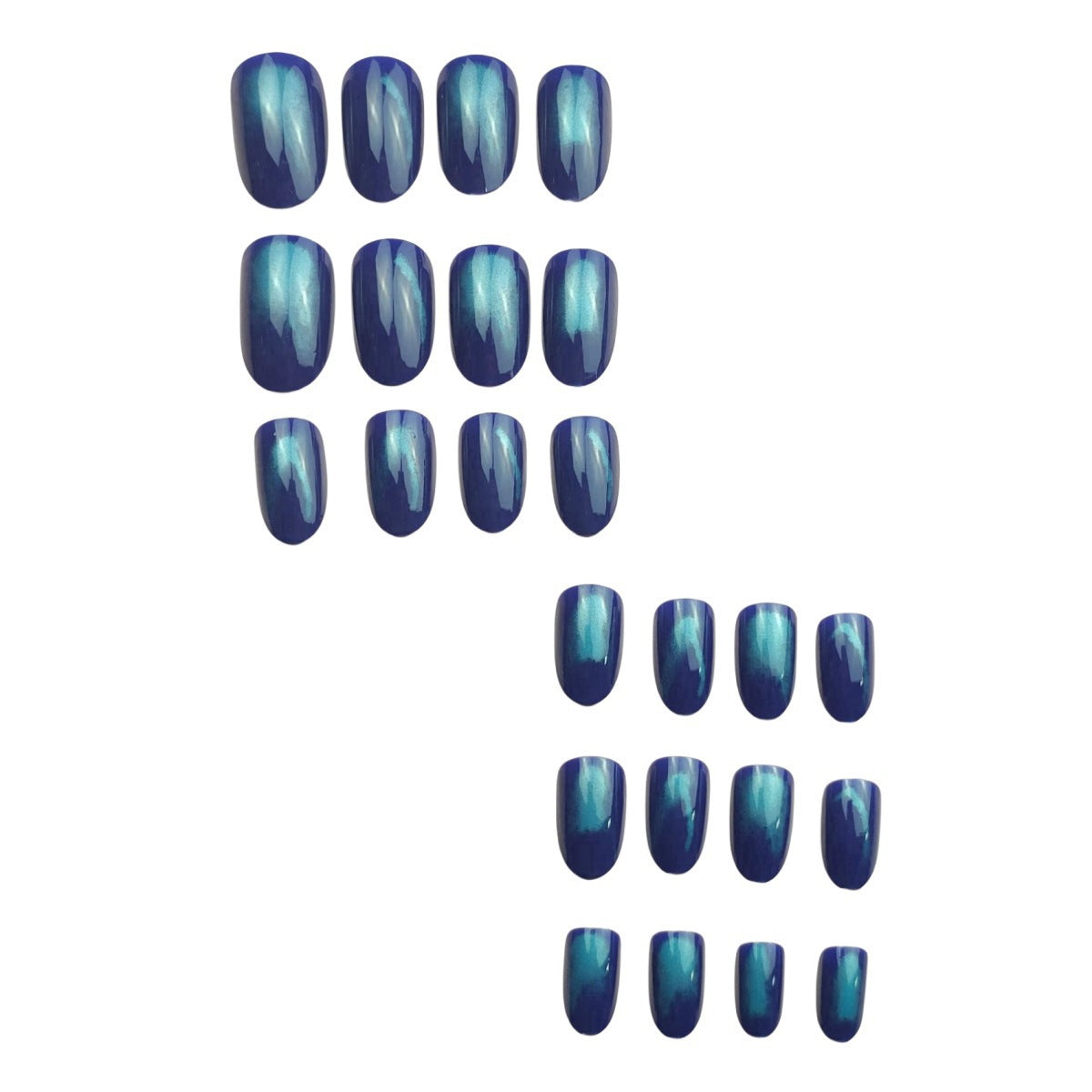 Short Oval Blue Electroplated Flashy Nail Wraps for Fall Nails