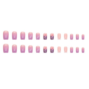 Mid-Length Grape Purple Gradient Ins-Style Fall Nails, 24-Piece Set