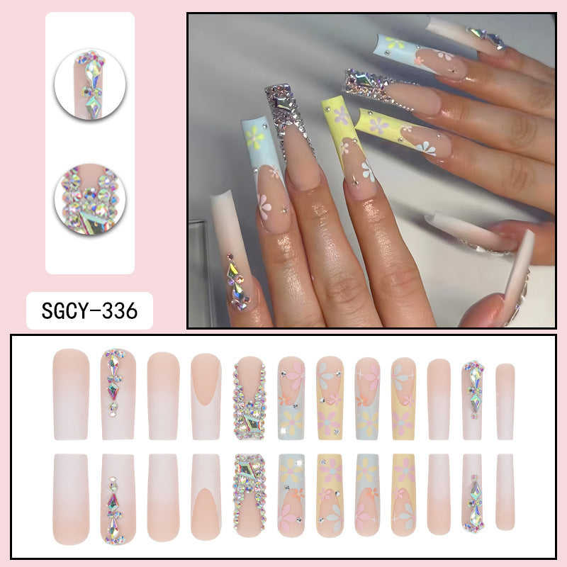 Colorful Diamond Floral Nail Wraps, Ready-to-Wear